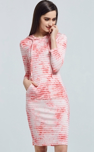 SZ60025-1 Spring Summer Fashion Women Striped Tie Hooded Tight Dresses